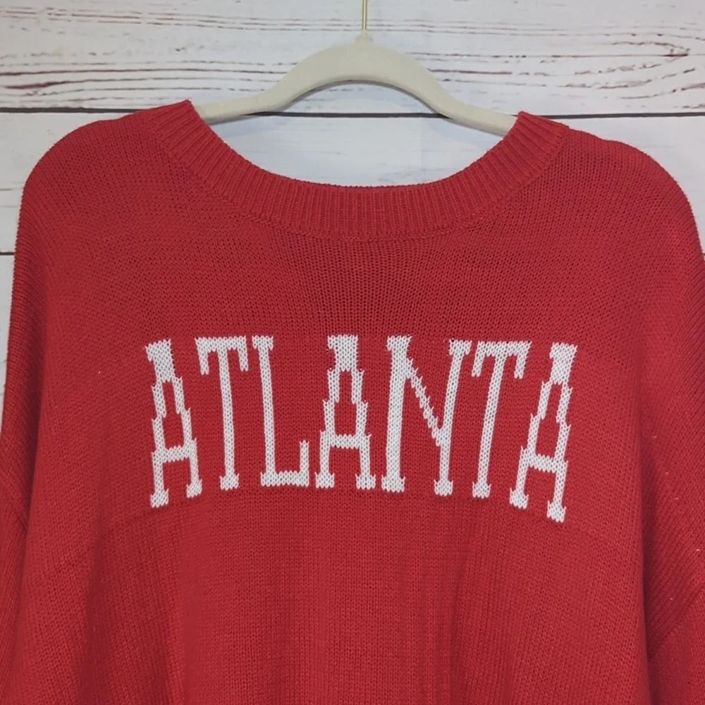 Red Sweater Atlanta and White‎ Oversized Romantic Slouchy Women's Sweater 2X